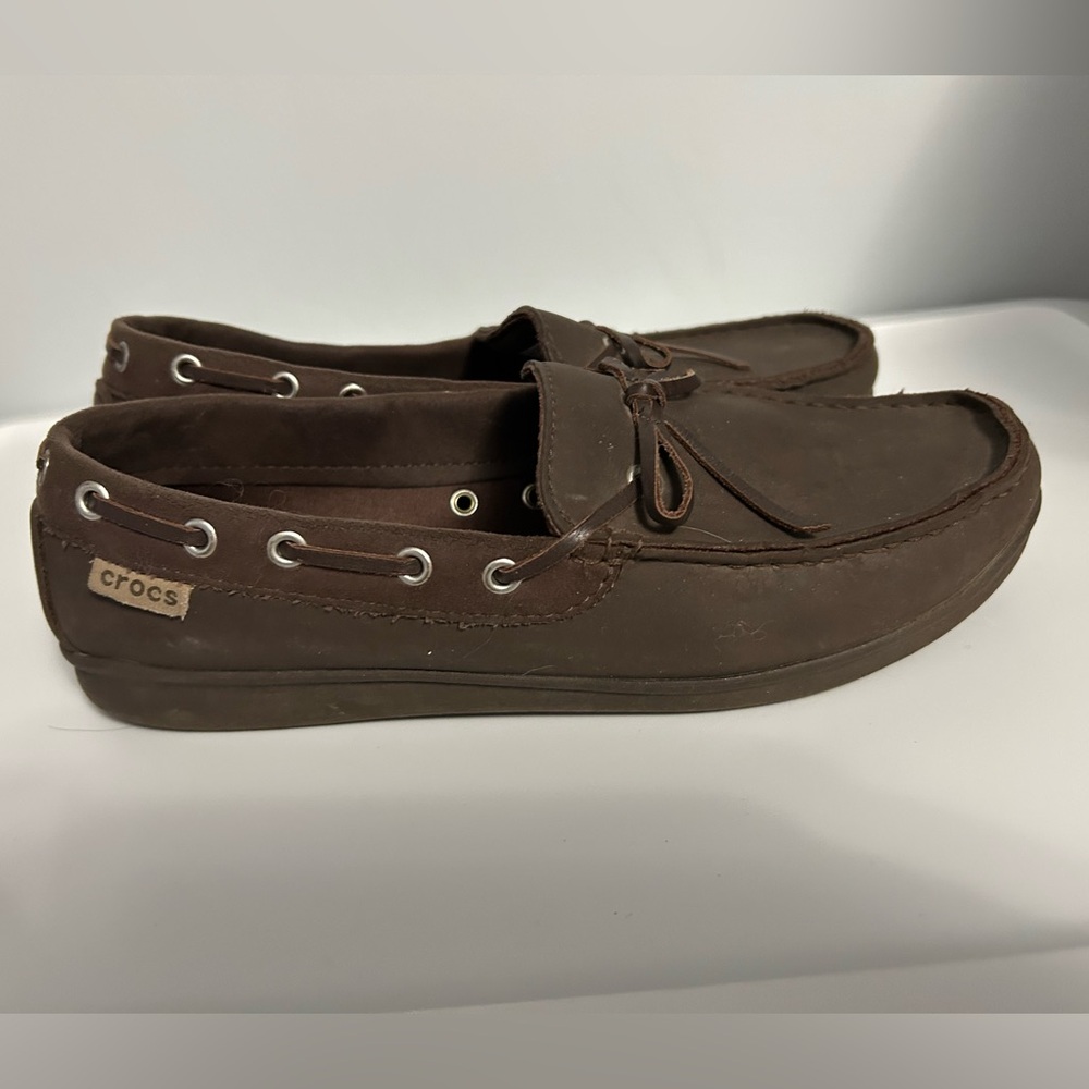 CROCS Brown Moc Toe Boat Loafers